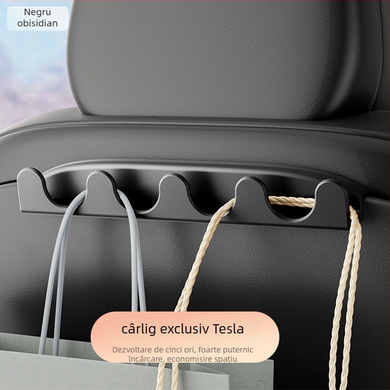 Umeraș pentru scaunul din spate al mașinii, pentru depozitare, compatibil Tesla Model 3/Y, material plastic, stil minimalist