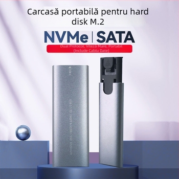 Carcasă externă SSD M.2 NVMe NGFF, protocol dual USB 3.1 Gen2, aliaj aluminiu-magneziu, suport până la 2 TB, viteză 10 Gbps