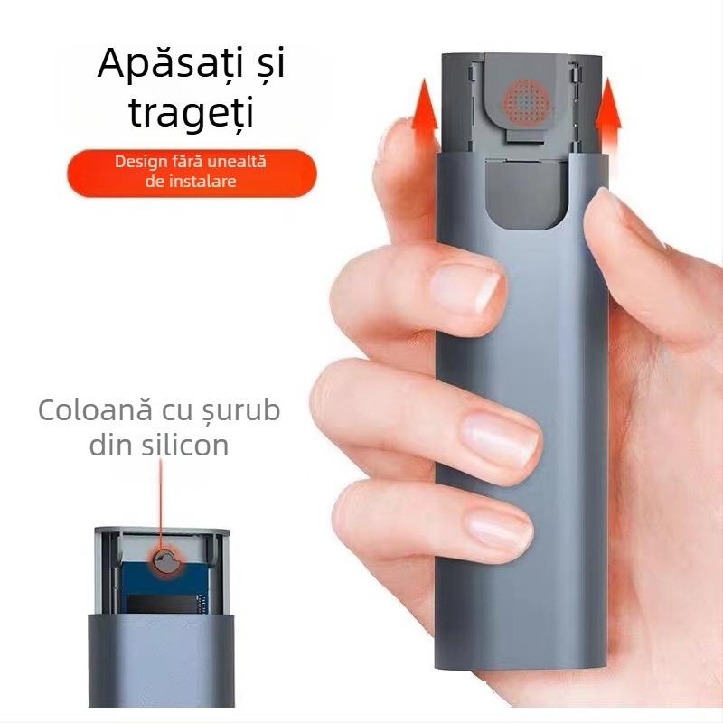 Carcasă externă SSD M.2 NVMe NGFF, protocol dual USB 3.1 Gen2, aliaj aluminiu-magneziu, suport până la 2 TB, viteză 10 Gbps