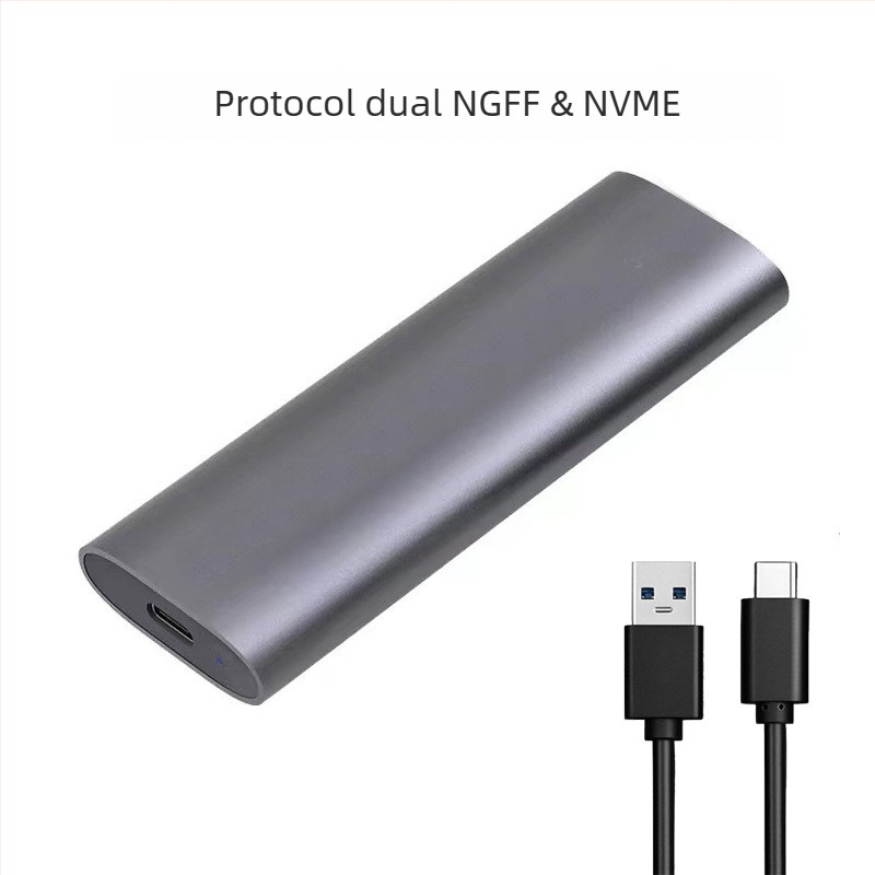 Carcasă externă SSD M.2 NVMe NGFF, protocol dual USB 3.1 Gen2, aliaj aluminiu-magneziu, suport până la 2 TB, viteză 10 Gbps