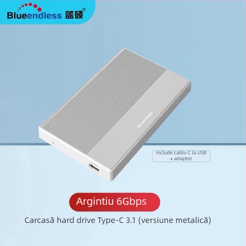 Carcasă externă 2,5 inch USB-C 3.1 | Aluminiu + ABS | Suport 4TB | Viteza de transfer 6 Gbps | Model MR23GC
