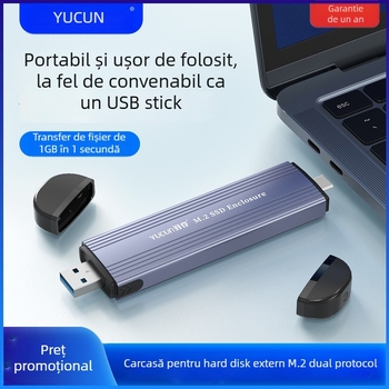 Carcasă externă NVMe M.2 SSD, Type-C USB 3.1, aliaj de aluminiu, suport până la 2 TB, 10 Gbps