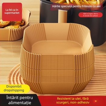 Yiwei Hârtie de copt din silicon cu bandă absorbantă de ulei — pătrată, pentru friteza cu aer și cuptor, acoperire din ulei de silicon