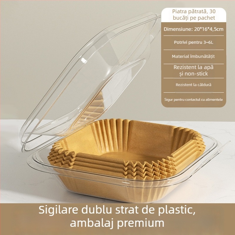 Yiwei Hârtie de copt din silicon cu bandă absorbantă de ulei — pătrată, pentru friteza cu aer și cuptor, acoperire din ulei de silicon