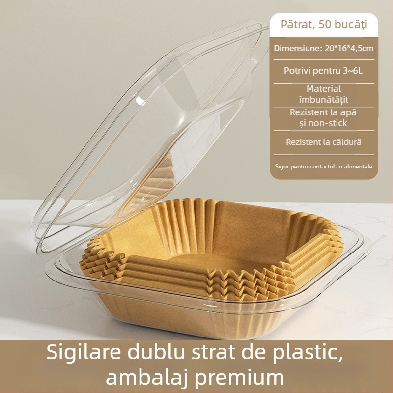 Yiwei Hârtie de copt din silicon cu bandă absorbantă de ulei — pătrată, pentru friteza cu aer și cuptor, acoperire din ulei de silicon