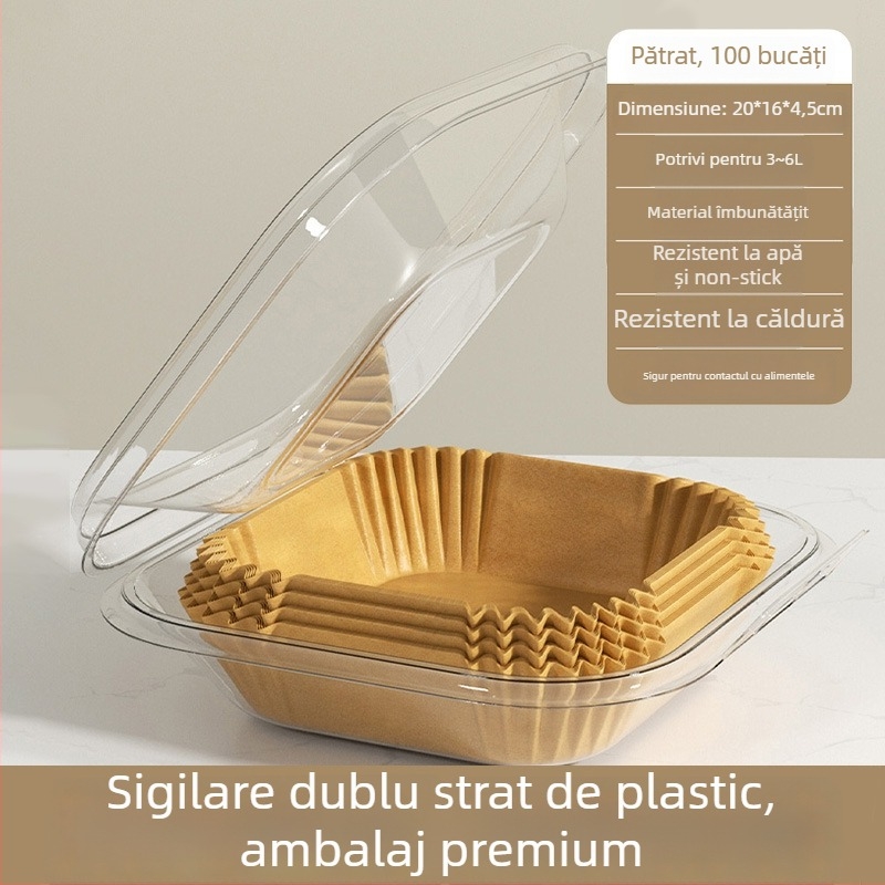 Yiwei Hârtie de copt din silicon cu bandă absorbantă de ulei — pătrată, pentru friteza cu aer și cuptor, acoperire din ulei de silicon