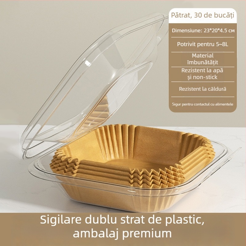 Yiwei Hârtie de copt din silicon cu bandă absorbantă de ulei — pătrată, pentru friteza cu aer și cuptor, acoperire din ulei de silicon