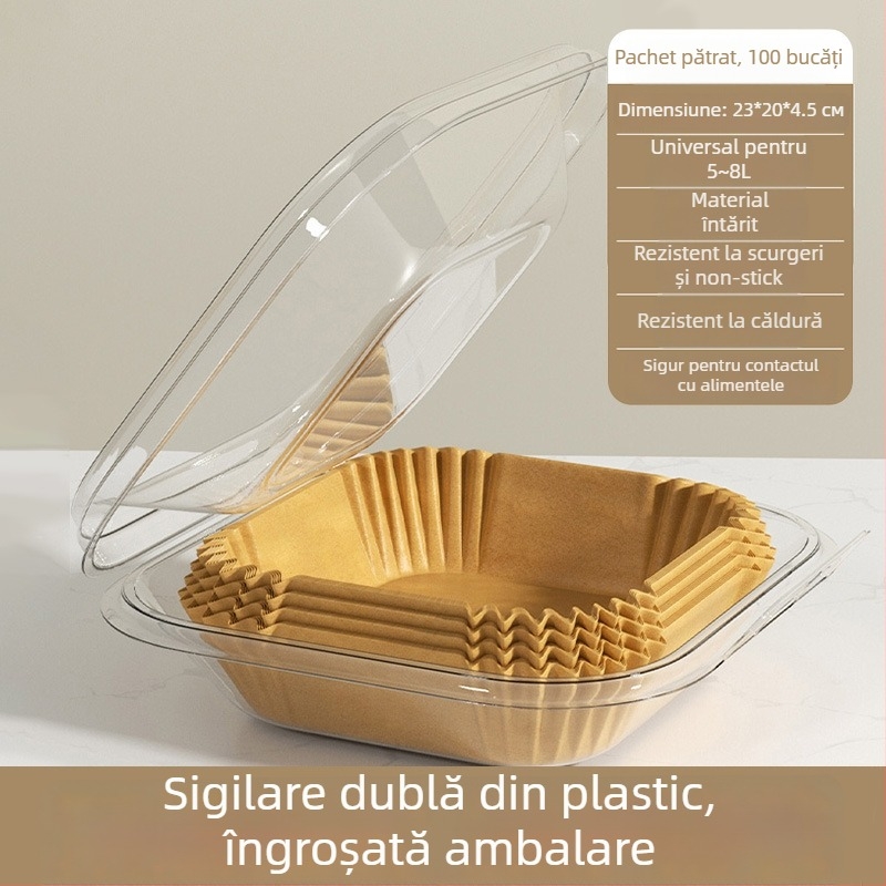 Yiwei Hârtie de copt din silicon cu bandă absorbantă de ulei — pătrată, pentru friteza cu aer și cuptor, acoperire din ulei de silicon