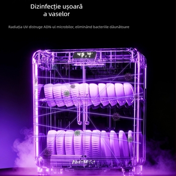 Raft de uscare vase la masa din PP cu dezinfectare UV, pentru boluri și farfurii, stil european