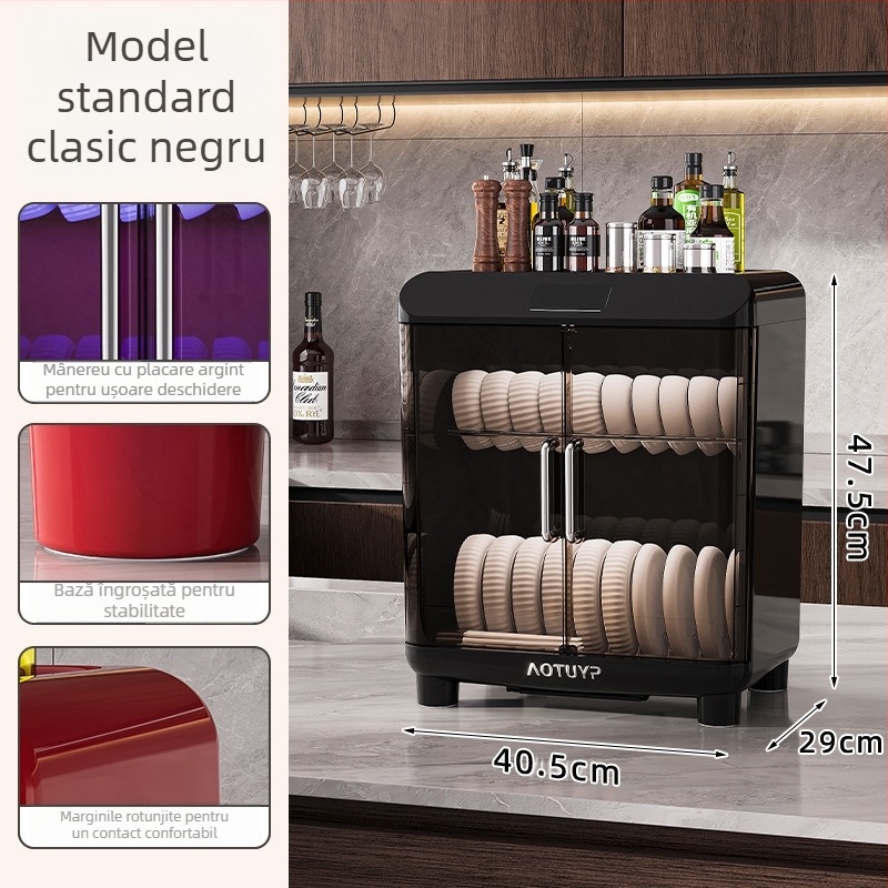 Raft de uscare vase la masa din PP cu dezinfectare UV, pentru boluri și farfurii, stil european