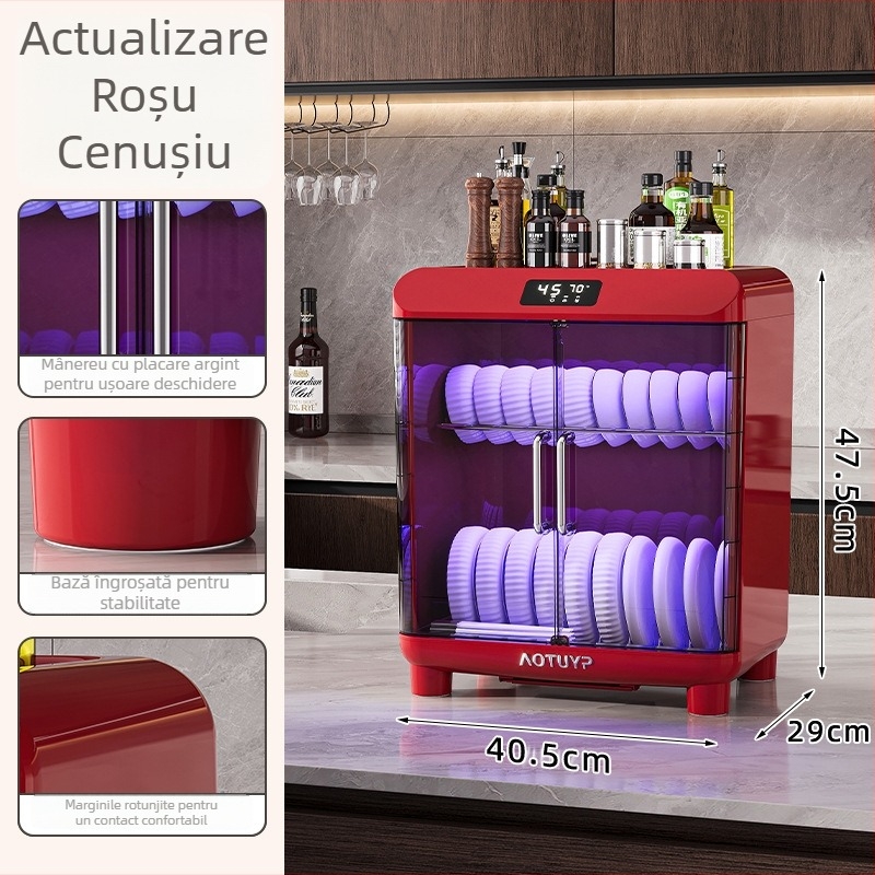 Raft de uscare vase la masa din PP cu dezinfectare UV, pentru boluri și farfurii, stil european