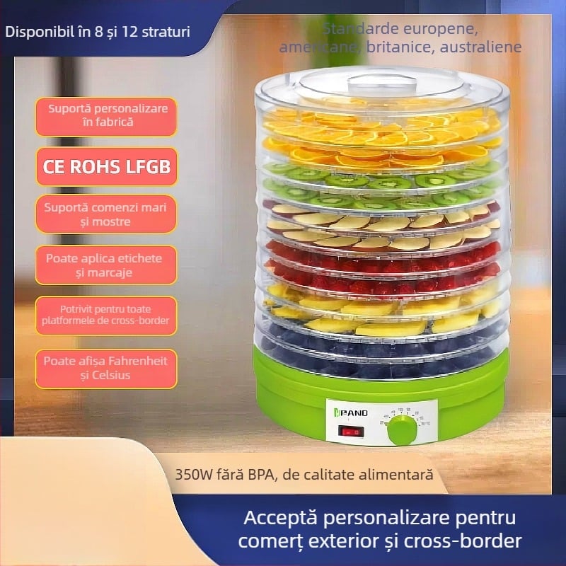 Dehidrator de fructe SX770-12, 12 straturi, 110-240V, 400W, 50-60Hz, Kudi