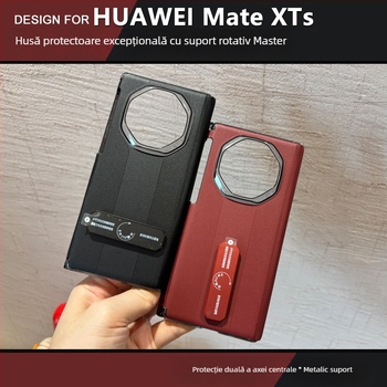 Husa Huawei Mate XTS cu ax rotativ dublu și balama magnetică, piele PU, relief gravat, anti-alunecare, protecție la cădere