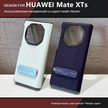 Husa Huawei Mate XTS cu ax rotativ dublu și balama magnetică, piele PU, relief gravat, anti-alunecare, protecție la cădere