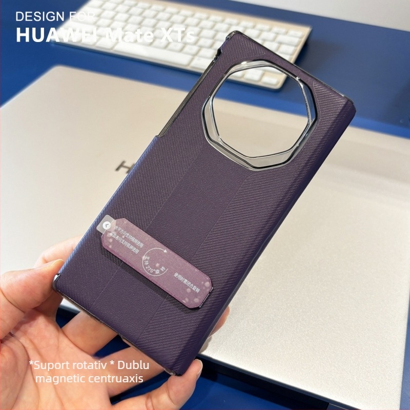 Husa Huawei Mate XTS cu ax rotativ dublu și balama magnetică, piele PU, relief gravat, anti-alunecare, protecție la cădere