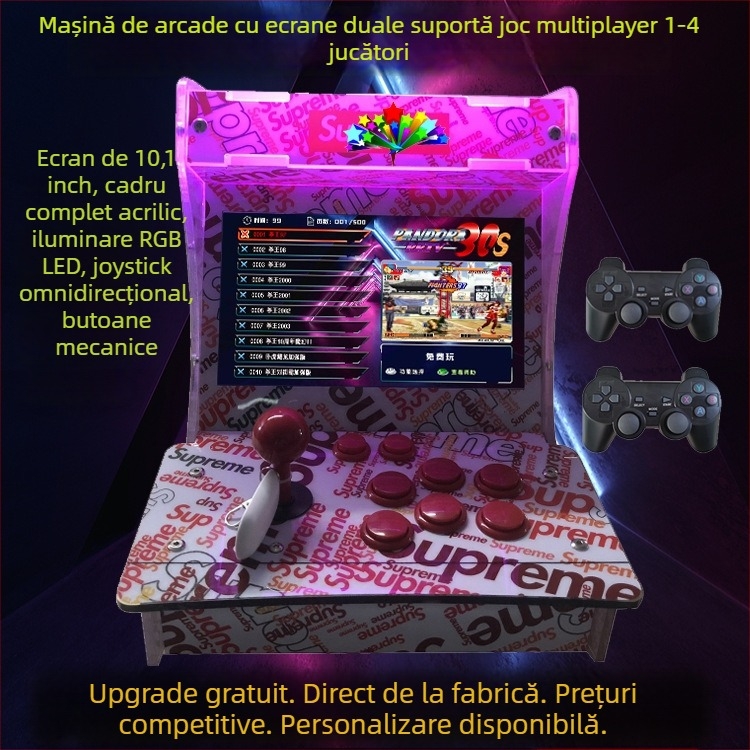 Consolă arcade cu ecran dublu, 16GB memorie, compatibil PS3, OS H2, 2 jucători, MP4 video player