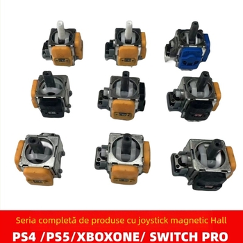 Joystick Hall-effect pentru PS4/PS5/Xbox One/Switch Pro; feedback prin vibrații; design anti-drift; construcție electromagnetică