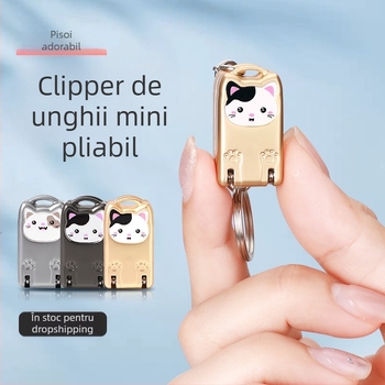 Clește de unghii mini pliabil din oțel inoxidabil, portabil