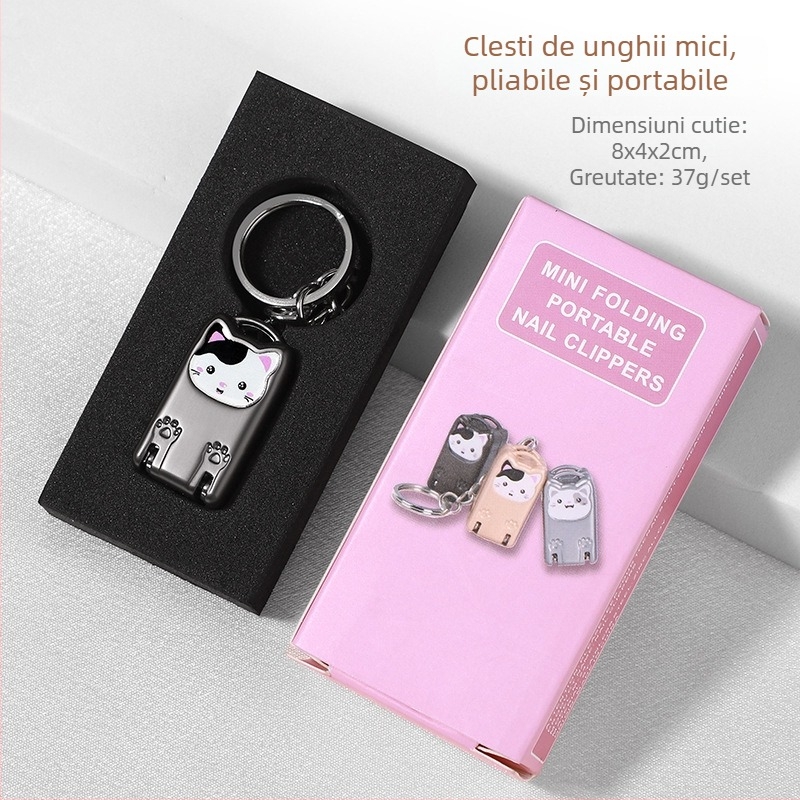 Clește de unghii mini pliabil din oțel inoxidabil, portabil