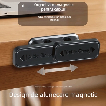 Organizator magnetic pentru cabluri cu două găuri — organizator de cabluri pentru birou, design plastic creativ, lansare în 2025