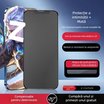 Protecție ecran din sticlă temperată pentru iPhone – finisaj mat, anti-amprentă, anti-spionaj