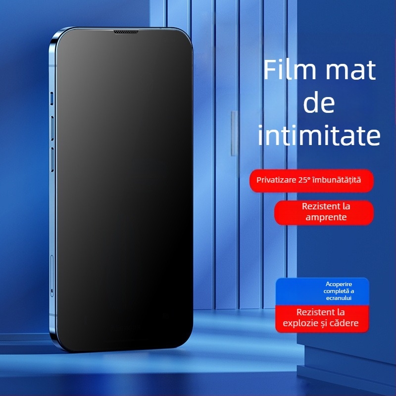 Protecție ecran din sticlă temperată pentru iPhone – finisaj mat, anti-amprentă, anti-spionaj