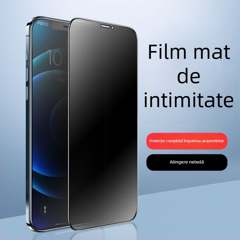 Protecție ecran din sticlă temperată pentru iPhone – finisaj mat, anti-amprentă, anti-spionaj