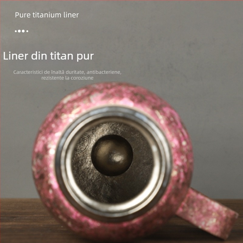 Ceainic termos din titan cu mâner, capacitate mare, izolație 6-12 ore