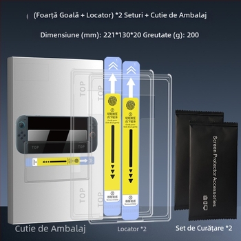 Protecție ecran Nintendo Switch OLED, sticlă Asahi 0,33 mm, folie frontală, arc 2.5D, HD, anti-lumină albastră, anti-amprente
