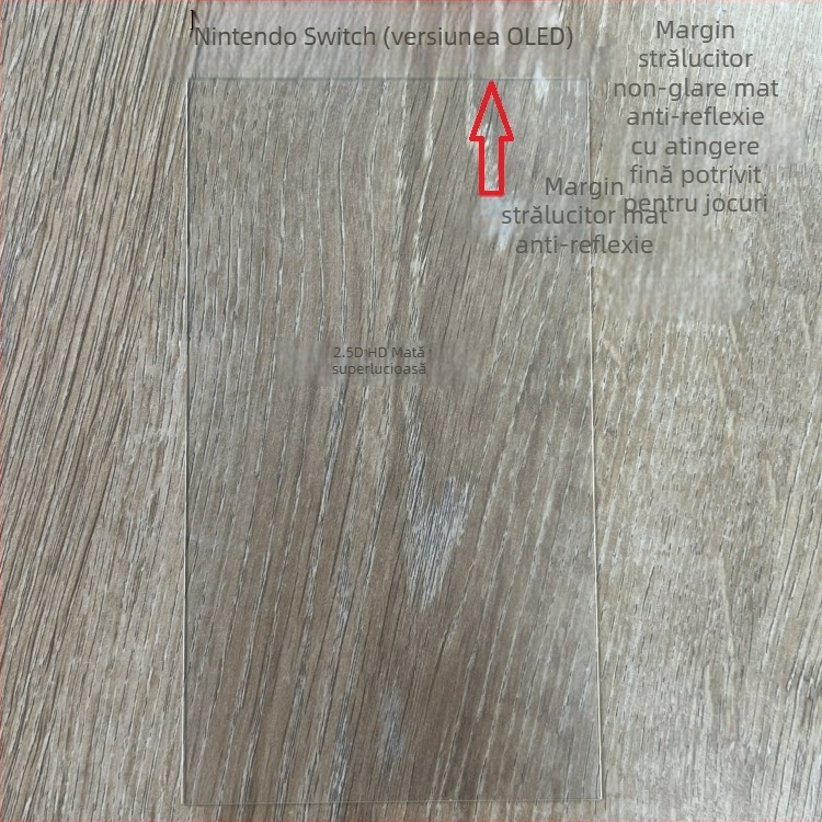 Protecție ecran Nintendo Switch OLED, sticlă Asahi 0,33 mm, folie frontală, arc 2.5D, HD, anti-lumină albastră, anti-amprente