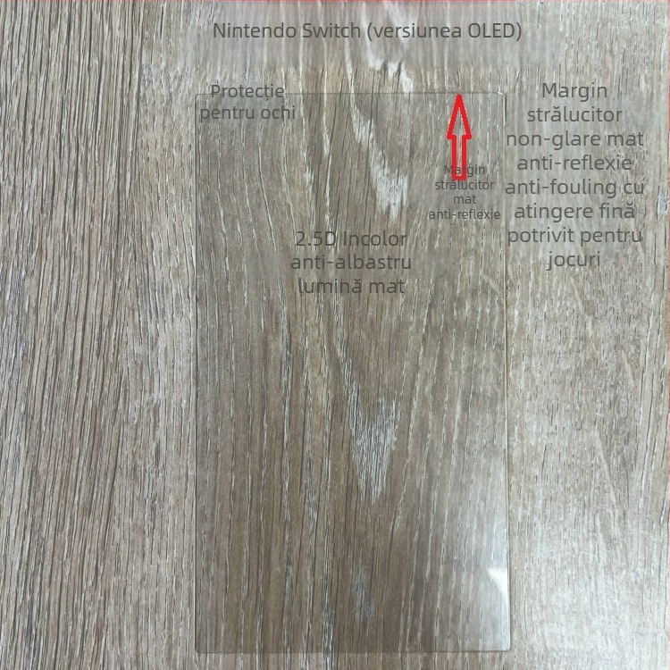 Protecție ecran Nintendo Switch OLED, sticlă Asahi 0,33 mm, folie frontală, arc 2.5D, HD, anti-lumină albastră, anti-amprente