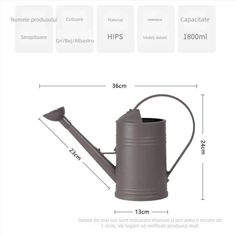 Tip: Sprinkler/Cană de udare • Material: Rășină • Brand: Momo town gardening • Potrivit pentru grădinărit în casă și irigarea plantelor verzi • Etichetă privată disponibilă