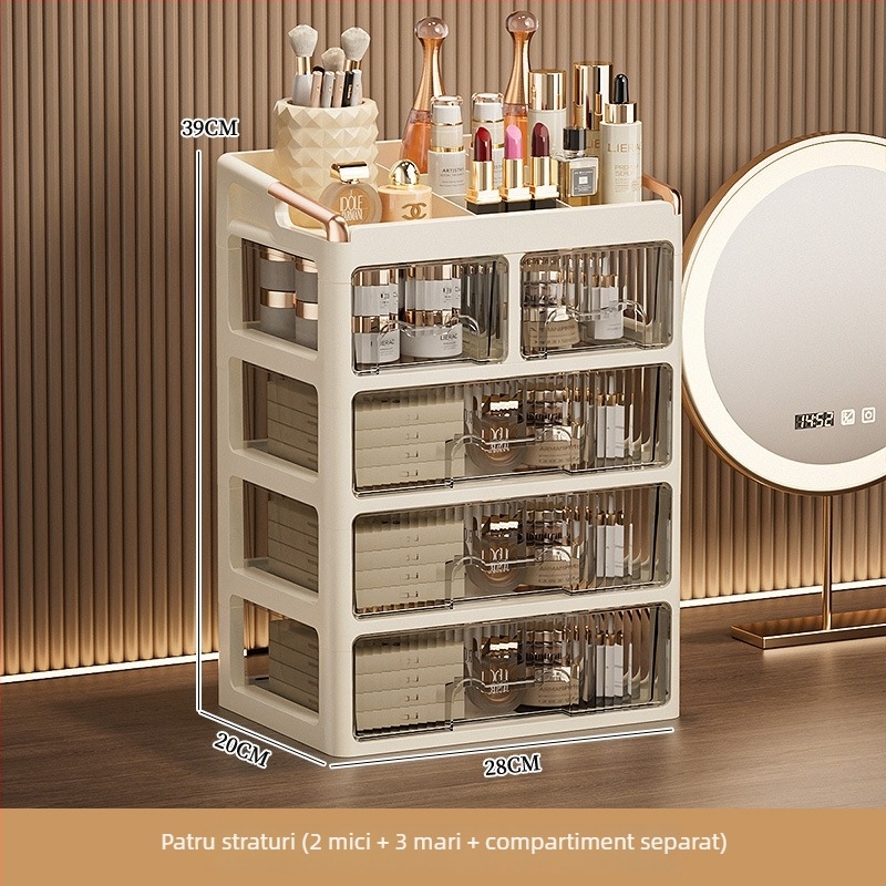 Dulap de depozitare pentru cosmetice cu sertare, organizator multistrat pentru rujuri și îngrijire a pielii; Material PP; Logo tipărit: Da; Personalizare disponibilă: Da; Lansare produs: 2025; Origine Jieyang