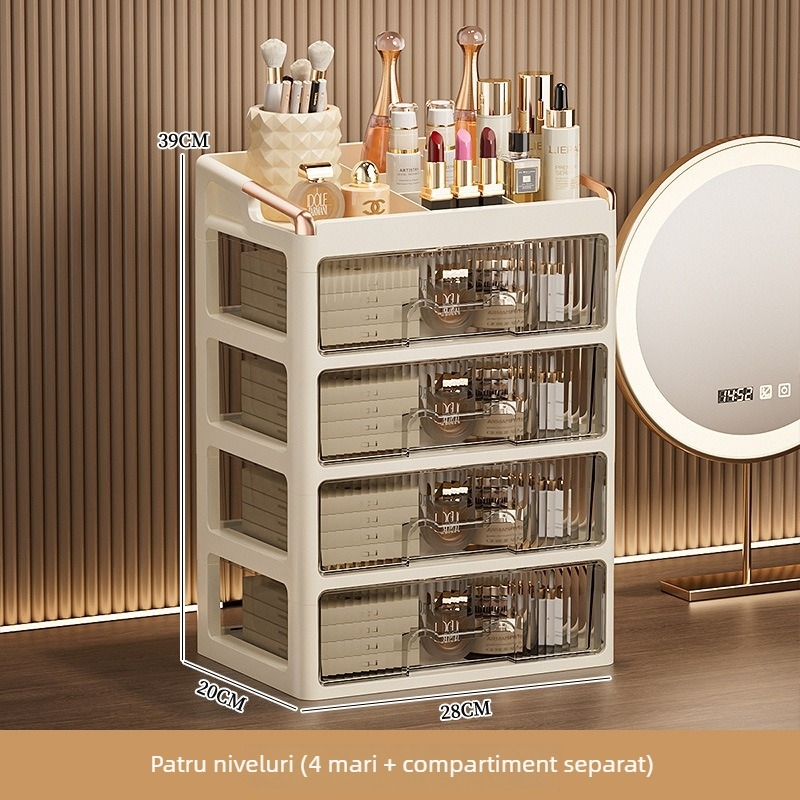 Dulap de depozitare pentru cosmetice cu sertare, organizator multistrat pentru rujuri și îngrijire a pielii; Material PP; Logo tipărit: Da; Personalizare disponibilă: Da; Lansare produs: 2025; Origine Jieyang