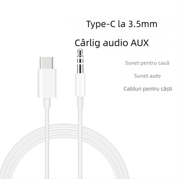Cablu audio auto pentru dispozitive Apple: Lightning la 3,5 mm și Type-C, conductor din cupru placat cu aur, model JHCZYPX, marcă JH
