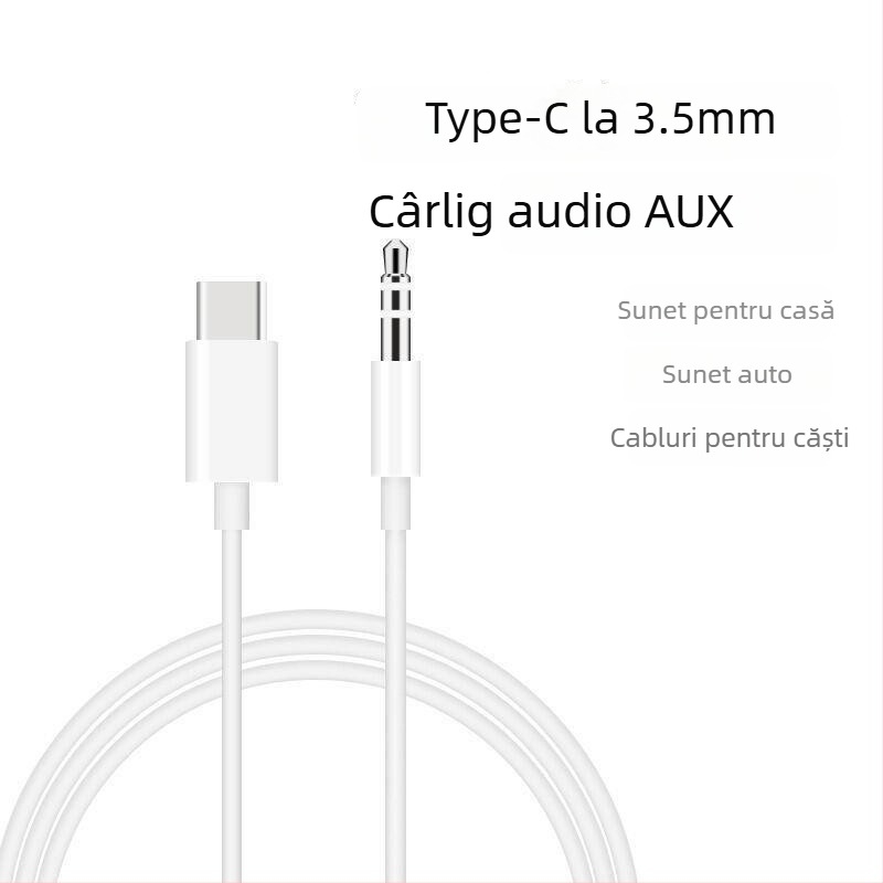 Cablu audio auto pentru dispozitive Apple: Lightning la 3,5 mm și Type-C, conductor din cupru placat cu aur, model JHCZYPX, marcă JH