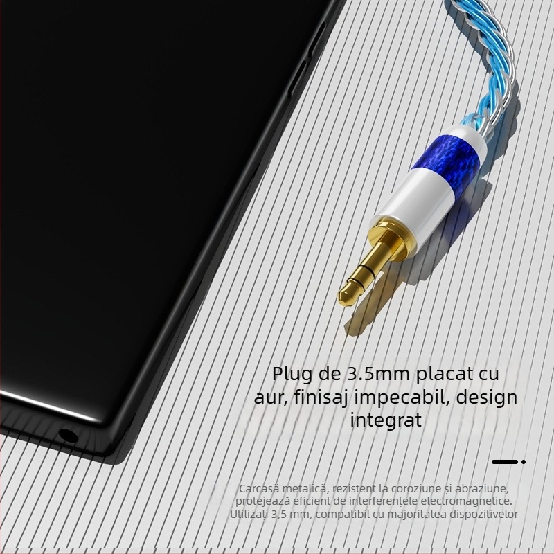 Cablu pentru căști cu 16 nuclee, împletire balansată, nucleu din cupru placat cu argint, conductori din cupru neoxidat, conectori 2.5/3.5/4.4 mm