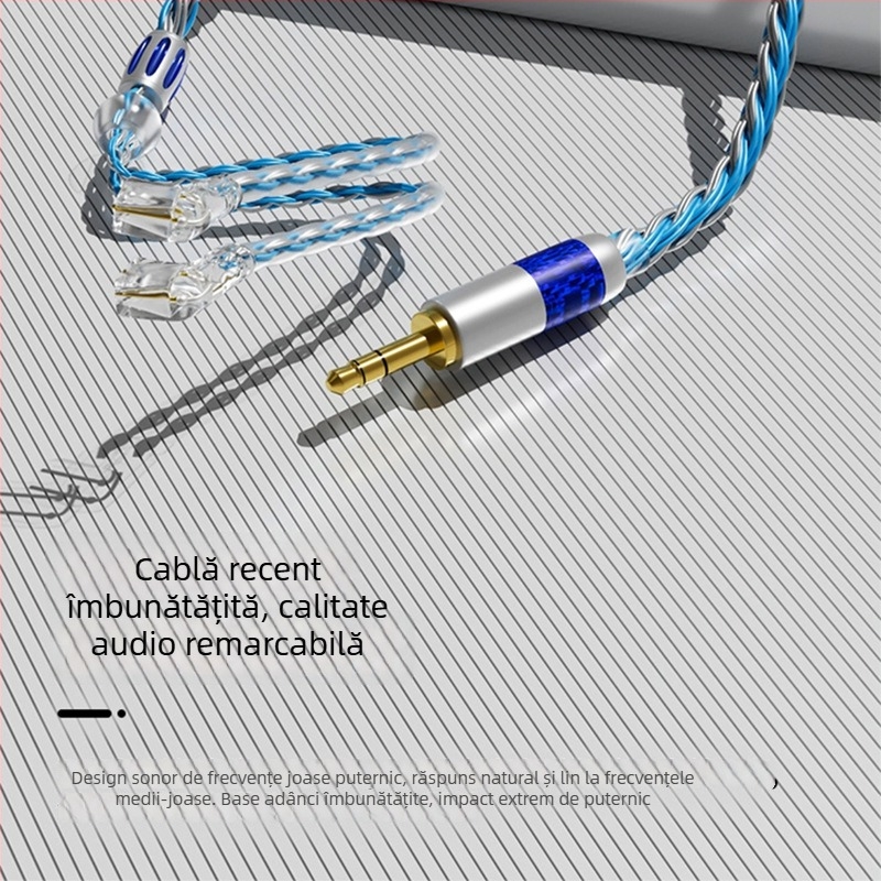 Cablu pentru căști cu 16 nuclee, împletire balansată, nucleu din cupru placat cu argint, conductori din cupru neoxidat, conectori 2.5/3.5/4.4 mm