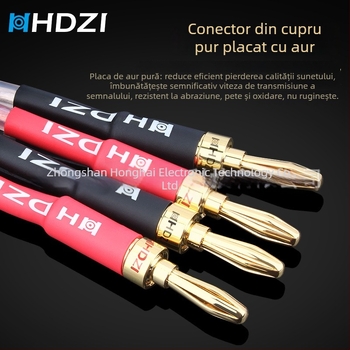Cablu pentru difuzoare audiophile cu mufe banana duble și cablu principal de conectare audio