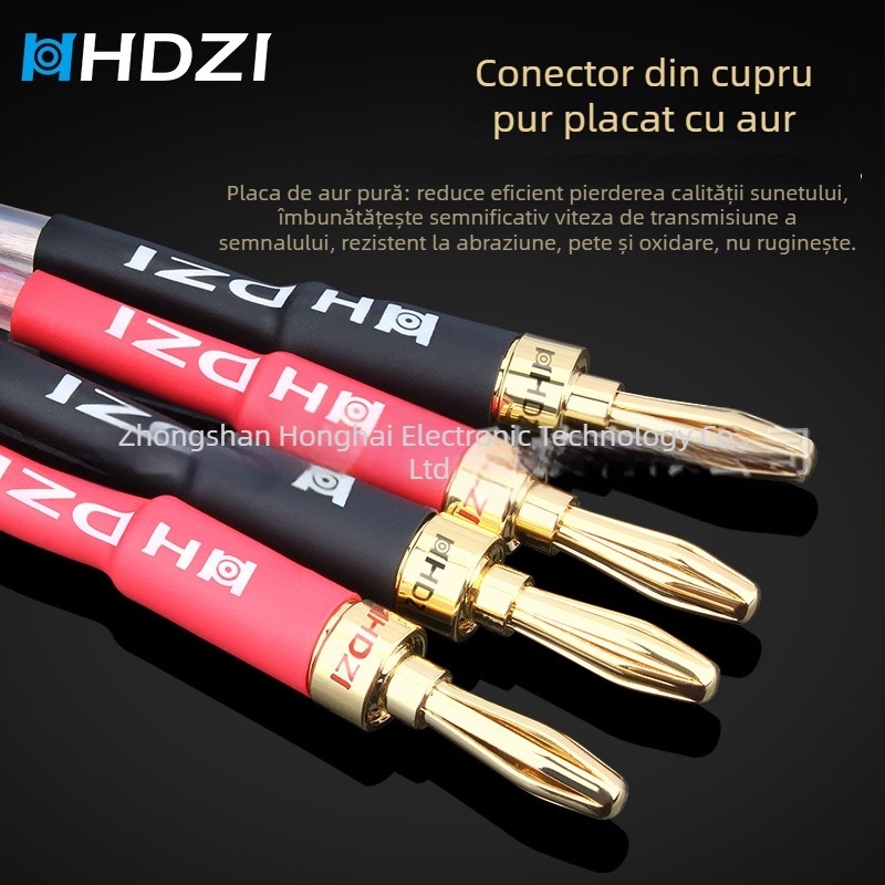 Cablu pentru difuzoare audiophile cu mufe banana duble și cablu principal de conectare audio