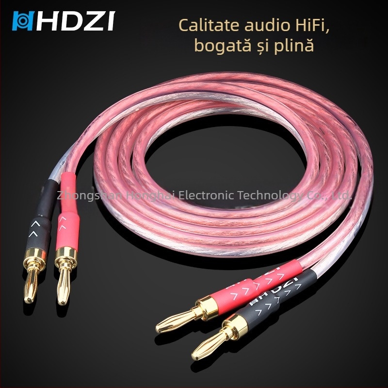 Cablu pentru difuzoare audiophile cu mufe banana duble și cablu principal de conectare audio