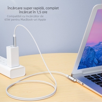 Cablu de încărcare Type-C la MagSafe 1/2 pentru MacBook Air/Pro, model PD-MG1, lungime 1,8 m, lansat în 2021.