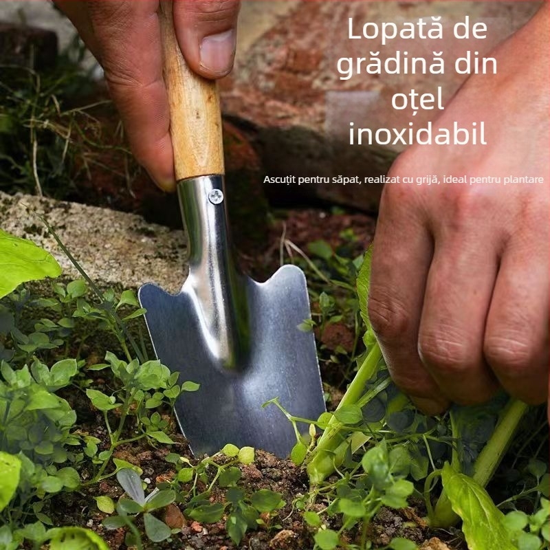 Lopată de grădină din oțel inoxidabil Bo Huang, pentru grădină, flori și îndepărtarea buruienilor
