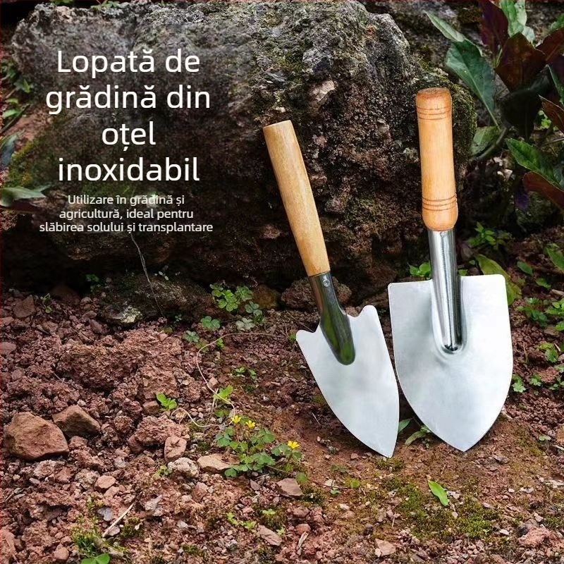 Lopată de grădină din oțel inoxidabil Bo Huang, pentru grădină, flori și îndepărtarea buruienilor