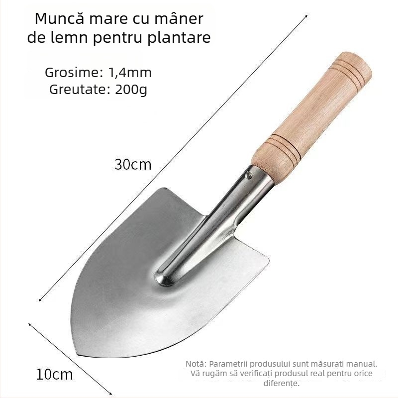 Lopată de grădină din oțel inoxidabil Bo Huang, pentru grădină, flori și îndepărtarea buruienilor