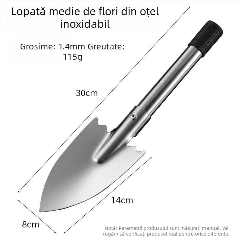 Lopată de grădină din oțel inoxidabil Bo Huang, pentru grădină, flori și îndepărtarea buruienilor
