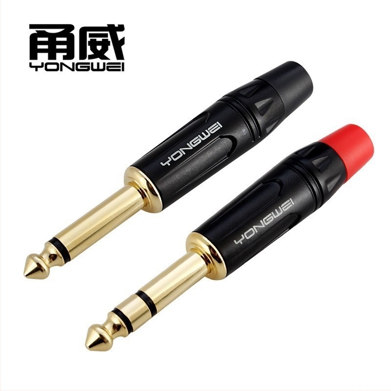 Yongwei conector audio lipit în pereche: 2 conductori mono pentru linie de microfon și conector stereo cu 3 conductori, certificat ROHS, interval de operare -30°C până la 80°C.