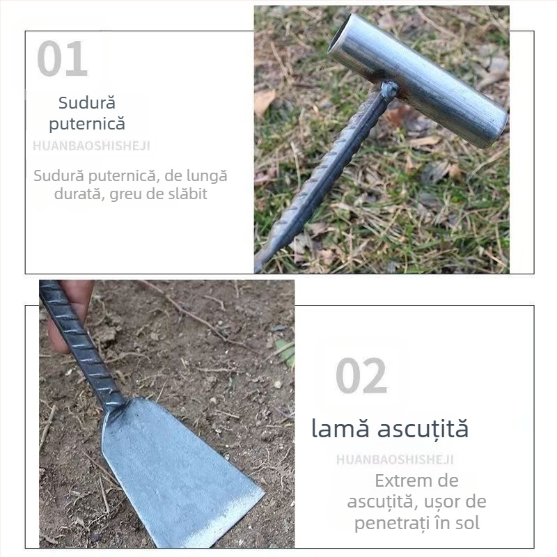 Set de trei unelte de grădină - Făcute manual pentru plantare și îndepărtarea buruienilor