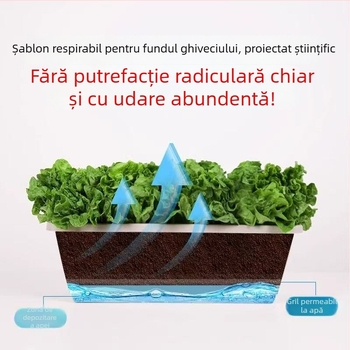 Ghiveci dreptunghiular pentru balcon, din rășină, pentru legume, cu debit de apă reglabil