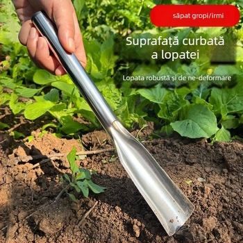 Lopată din oțel inoxidabil, într-un singur corp, pentru grădinărit — plantarea florilor și legumelor și recoltarea ierburilor sălbatice; utilizare casnică; personalizare disponibilă.